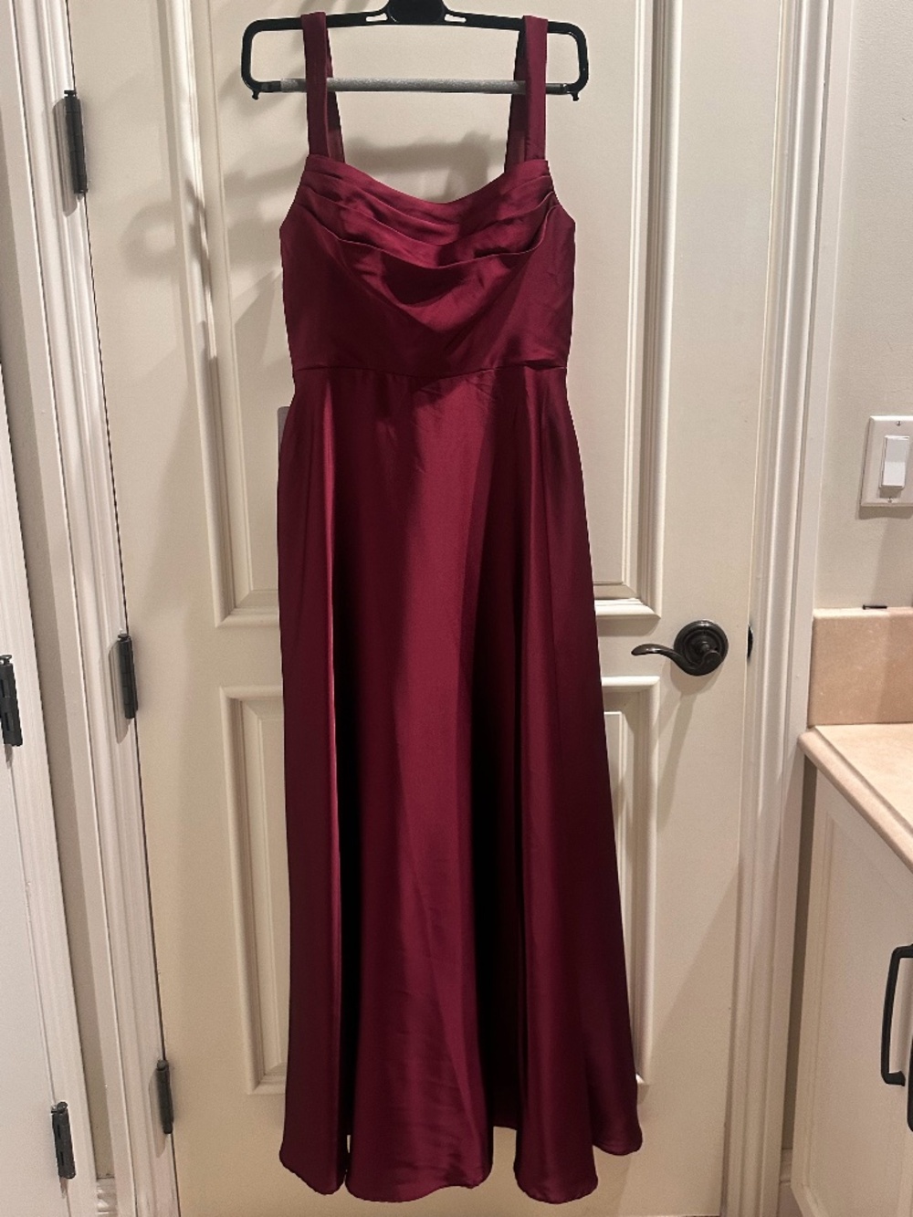 Elegant Burgundy Satin Gown NWT